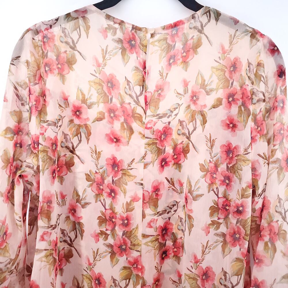 Disney Lauren Conrad Collab Sheer Lace Floral Blouse Bell Sleeve Lace Neckline M - Picture 11 of 14
